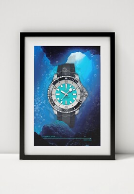 Breitling Superocean Uhrendruck. Mutige Grafik auf Leinwand