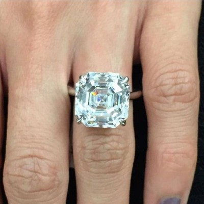 4.00 Ct White Asscher Solitaire Moissanite Engagement Ring 925 Sterling Silver