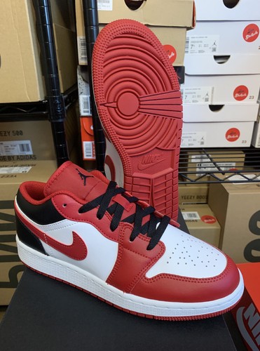 Nike Air Jordan 1 Low Bulls Black White Red Shoes 553560-163 553558-163 GS Men's | eBay