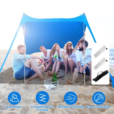 Foldable Beach Canopy Tent Collapsible Windproof Shade Sail Sun