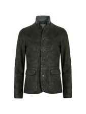 NEW AllSaints Survey Slim Fit Leather Blazer in Anthracite Gray Size S SJ268