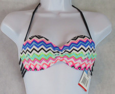 California Waves Junior's Geo-Print Push-Up Underwire Bikini Top Swimsuit, XS