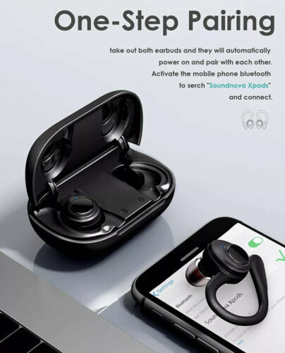 Soundnova XPods Sports Wireless Premium Deep Bass IPX8 Waterproof Earbuds - Picture 3 of 7