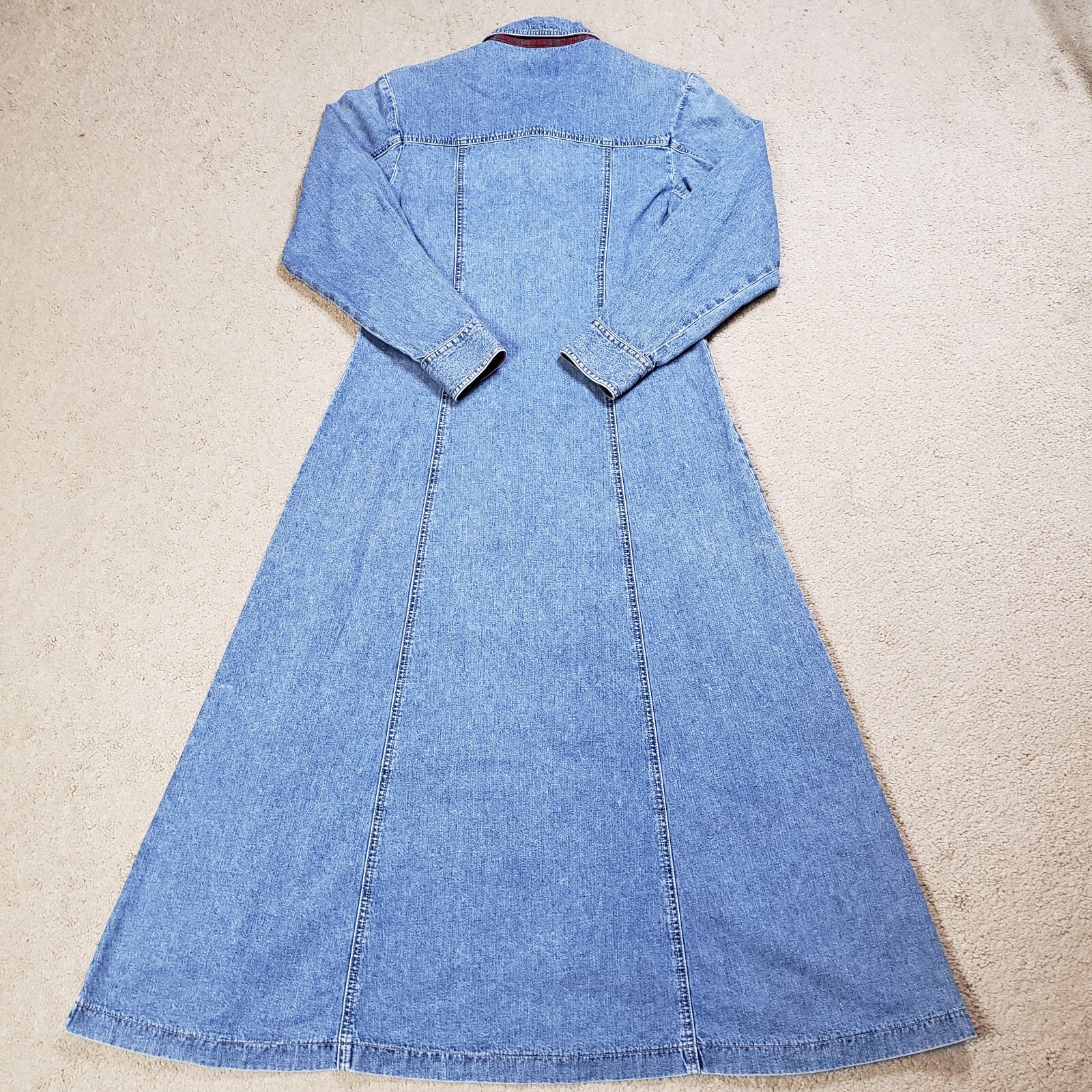 Woolrich Denim Dress Women Small Blue Button Up Maxi Long Sleeve Jean 90s  Y2K | eBay