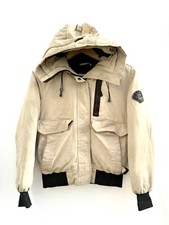 Zavetti Canada Beige Hooded Puffer Jacket Womens XS Winter Coat Zip Front