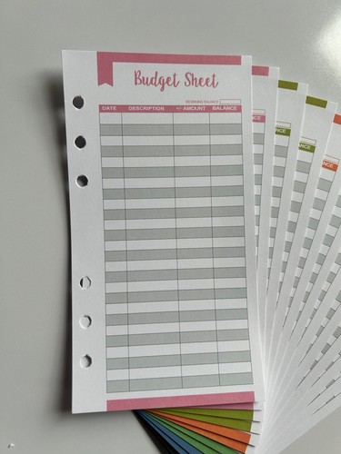 Personal Filofax Budget Paper Set - 12 Budget Pages in 6 Bright Colours - 第 2/6 張圖片