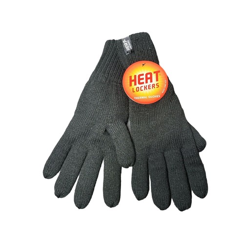 NWT Heat Lockers Men's Black Thermal Gloves One Size Winter Snow Work Neutral