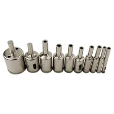 Diamond Drill Bit Set 10pcs Carbide Tipped Hole Saw for Glass/Tile Drilling
