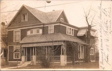 Lima Ohio House RPPC 1908 Real Photo Postcard with Awnings and Porch