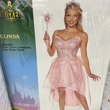 Wicked Adult Short Dress Glinda Halloween Costume Size S, M, L, XL