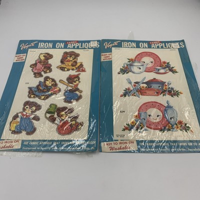 Vogart Iron On Fabric Appliques Near Anthropomorphic Dishes Mid Century