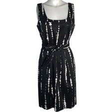 ANN TAYLOR BLACK & WHITE WAIST TIE TANK DRESS