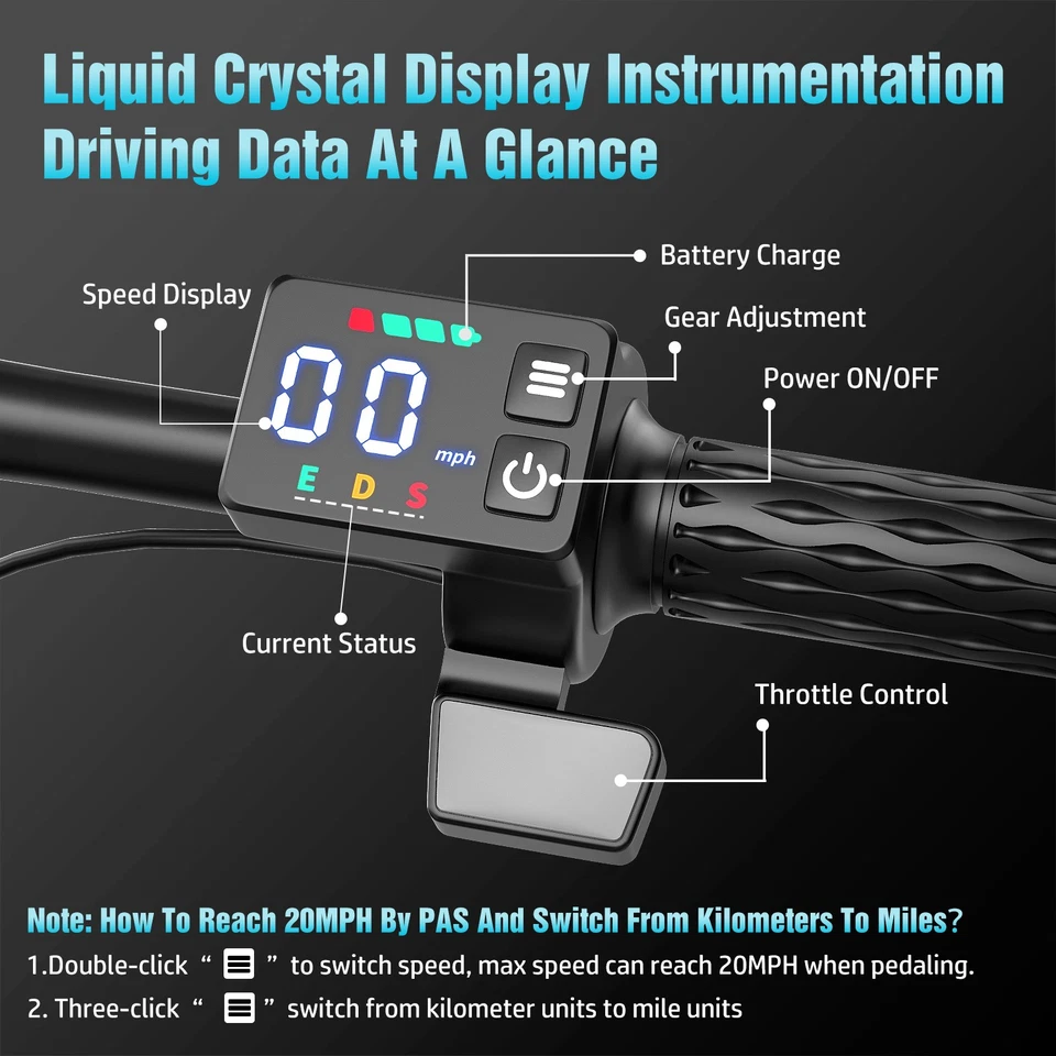 Adult Electric Folding Bicycle 1200W Motor e bike 25 mph UL 2849 Certified Black - Image 3 of 4