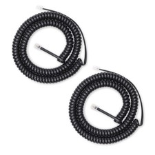 Telephone Cord 25 FT Uncoiled 3.1 FT Coiled 2 Pack Cord for Landline RJ9 Blac...