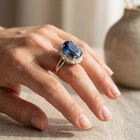 Elysian Vivid Blue Sapphire 13.40Ct 925 Sterling Silver Handmade Rings Size 4.75