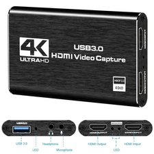 4K HDMI Capture Card for Streaming, Full HD 1080P 60FPS USB Cam Link Game Audio