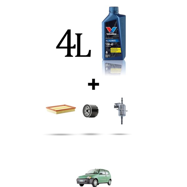 Hoffcar Servicekit 3 Filter Und 4L ÖL FüR Fiat Seicento (187) 0.9 S 29Kw Ab-image