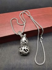 China Old Tibetan Silver pendant necklace carved with gourd