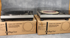 Pair Boxed IMG Stage Line DJP-122 S1 DJ Decks Belt Drive Turntable Strobe Lights