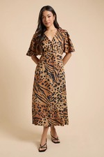Dorothy Perkins Animal Midi Dress Womens Occasion Dresses