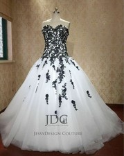 Vintage Black Lace Ivory Wedding Dress Bridal Gown 32-60 Plus Size