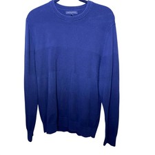 Banana Republic Mens Navy Blue Textured Stripe 100 Cotton Crew Neck Sweater M