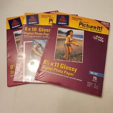 3 Avery Microsoft Picture It Photo Series 8.5 x 11” Glossy Photo Paper 15 Sheets