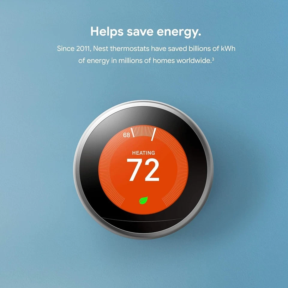 Google Nest 3rd Generation Learning Thermostat T3007ES Stainless Steel [SEALED] - Image 4 of 4