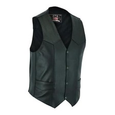 Hugger Men  s Premium Cowhide Biker Vest Motorcycle Club Style Vest 52 Black