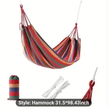 Single Person Outdoor/ Camping Hammock w/ Nylon Parachute Cords. Portable Bed