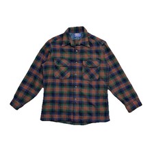 Pendleton Mens Plaid Virgin Wool Lined Button Front Jacket Pockets Size M