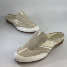 Cole Haan X Air G Series Mules White Slip On Metallic Accent Sz 10B Y2K