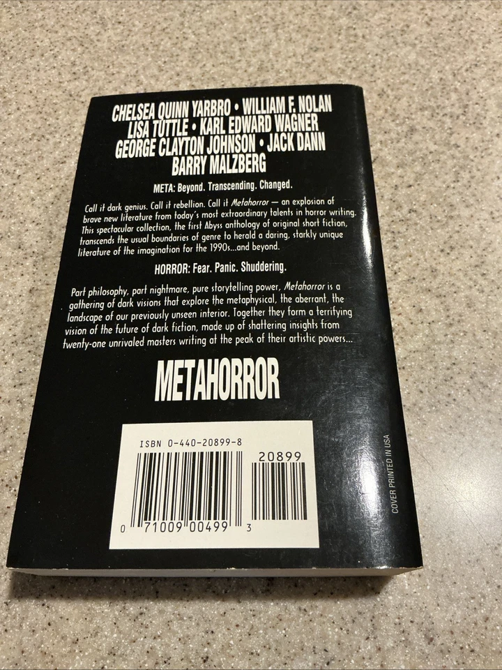 1992 Horror Paperback “METAHORROR” Edited Dennis Etchison 21 Stories 1st Print - Image 2 of 4