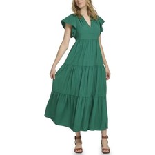 CALVIN KLEIN Dress Tiered Maxi Size 12 Green