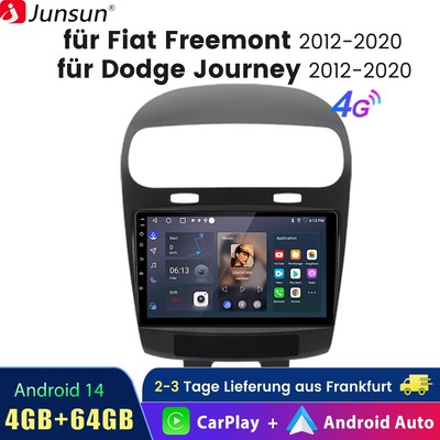 Carplay 4+64G Android14 Für 12-2020 Dodge Journey Fiat Freemont Autoradio GPS BT