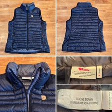 Fjallraven Pak Down Puffer Vest Goose Down Quilted Full Zip Women's Medium Black