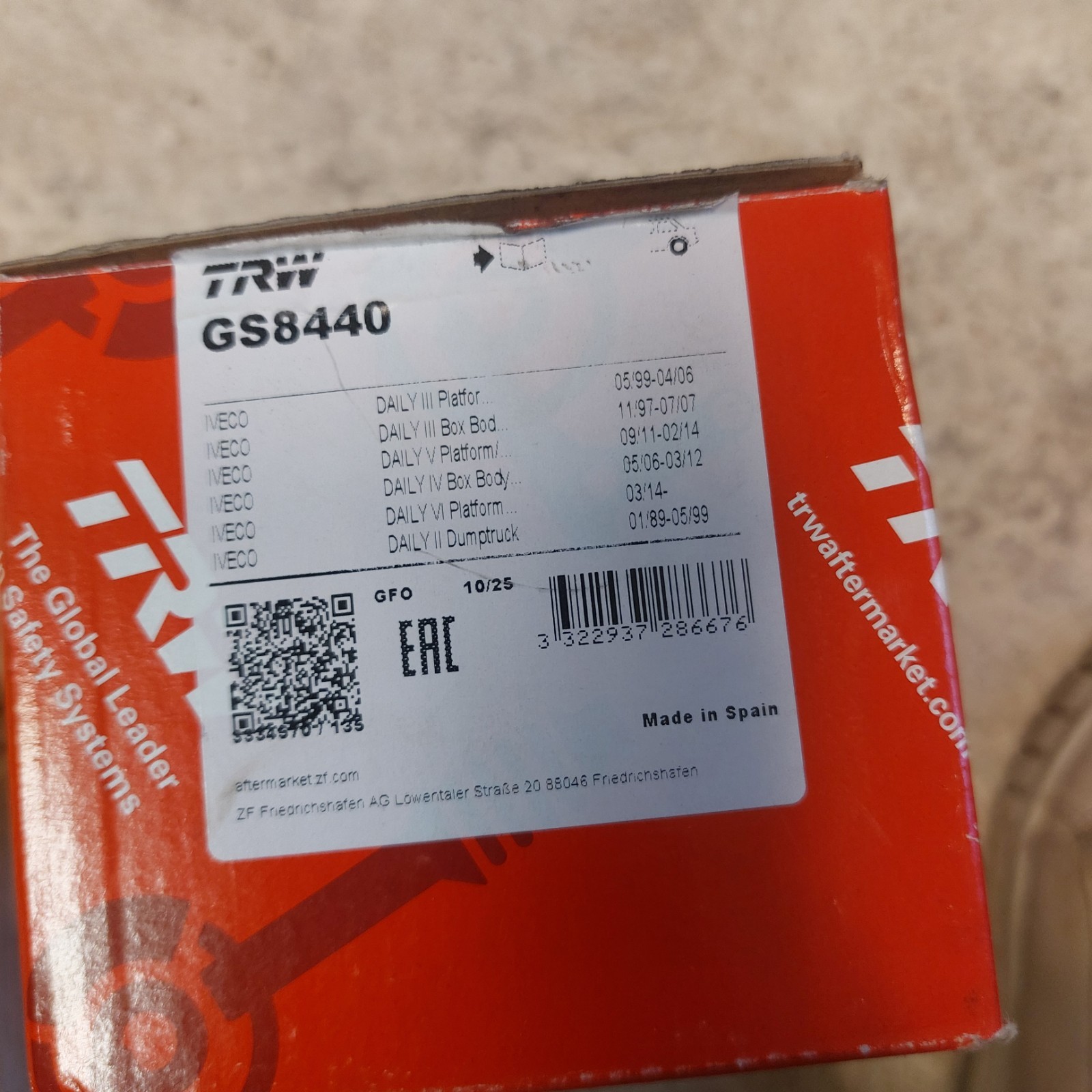 Garnitures de mâchoires de frein à main TRW GS8440 en acier trempé premium