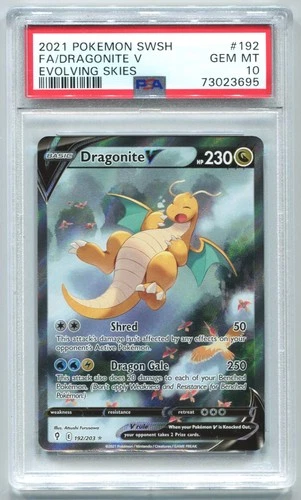 2021 Pokemon Evolving Skies Dragonite V #192 GEM MT PSA 10 Alternate Full Art