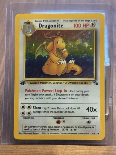Pokémon Dragonite 4/62 Fossil 1st Edition Holo Rare 1999