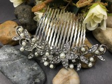 beautiful elegant wedding silver tone haircomb crystal rhinestone ha030618