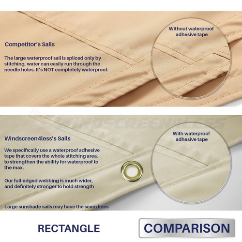 15' FT Waterproof Straight Side Hemmed Sun Shade Sail Canopy Awning Patio Cover - Picture 10 of 28