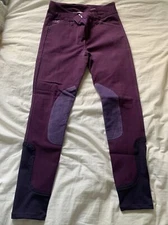 Piper by SmartPak Mid-Rise Knee Patch Breech - Purple- Size 12 Kids