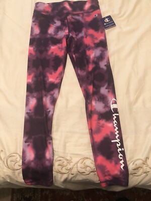 Champion Girls FLASHY MAGENTA All Over Print Tie-Dye Print Leggings XL 