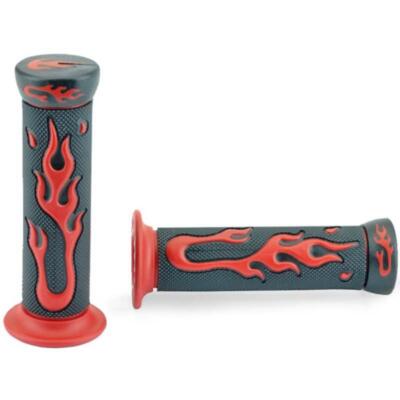 Paar Motorrad Scooter Griffe Flamming Gel Flamme Schwarz Rot Black Red Griffe