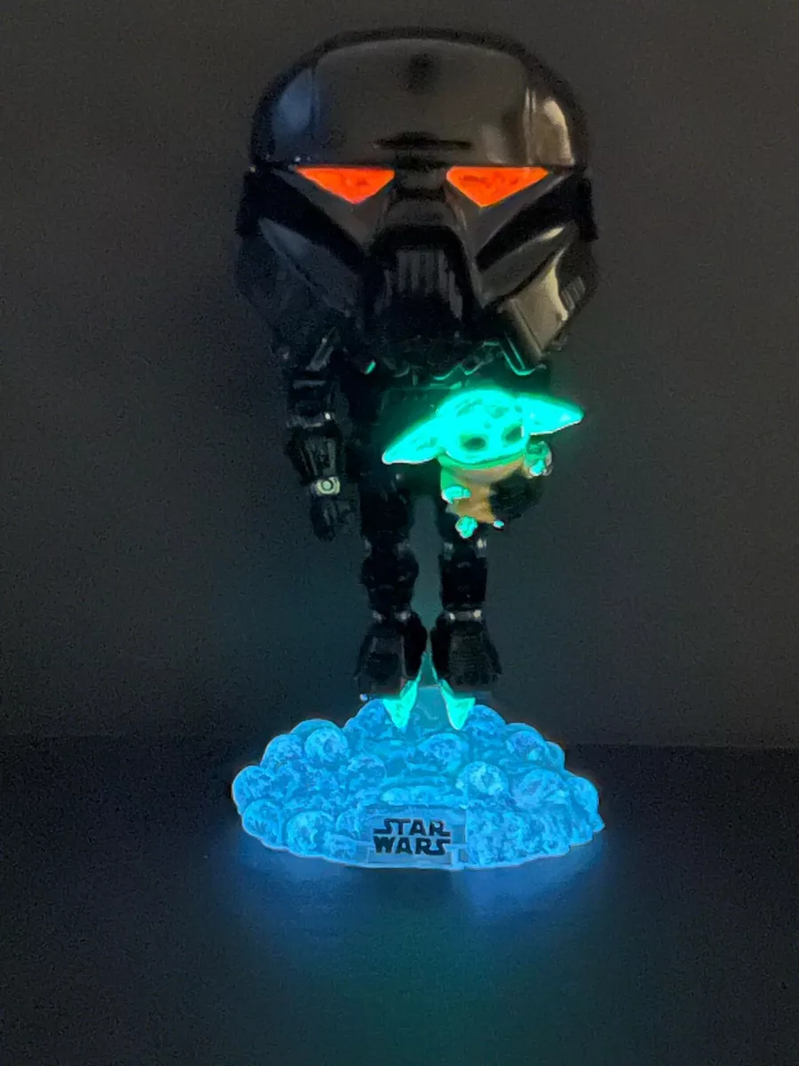 POP Star Wars Mandalorian Dark Trooper with Grogu Glow-in-the-Dark