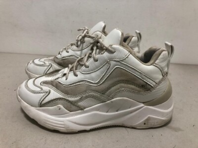 TOPSHOP LADIES WHITE FAUX LATHER LACE UP MID TOP TRAINERS SHOES UK EUR 38  K112 UK