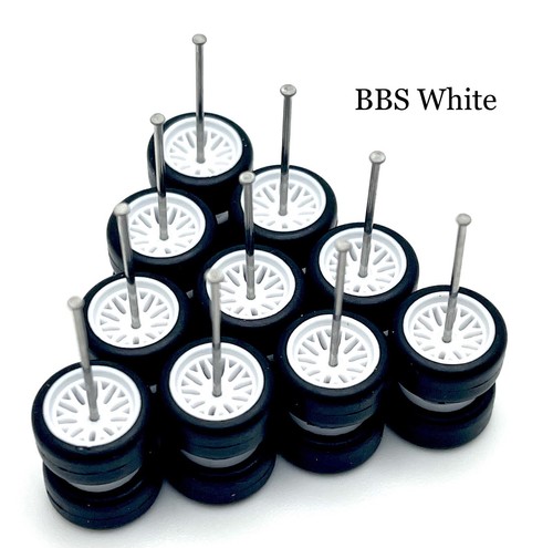 Shop164 10 Sets Silver BBS 11mm Type Real Rider Wheels W/ Rubber Tires For 1/64 Scale JDM