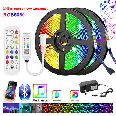 5050 RGB LED Strip Lights Color Dimmable Bluetooth Remote TV Bar Flexible Lights 