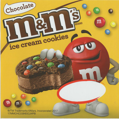 M&M Ice Cream Cookies Sandwich Ice Cream Truck, push Cart Sticker Decal 6''x6''