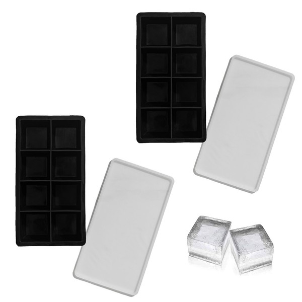 2Er Set Silikon Xxl EiswüRfelform Jumbo EiswüRfelbehäLter EiswüRfel Silikonform-image